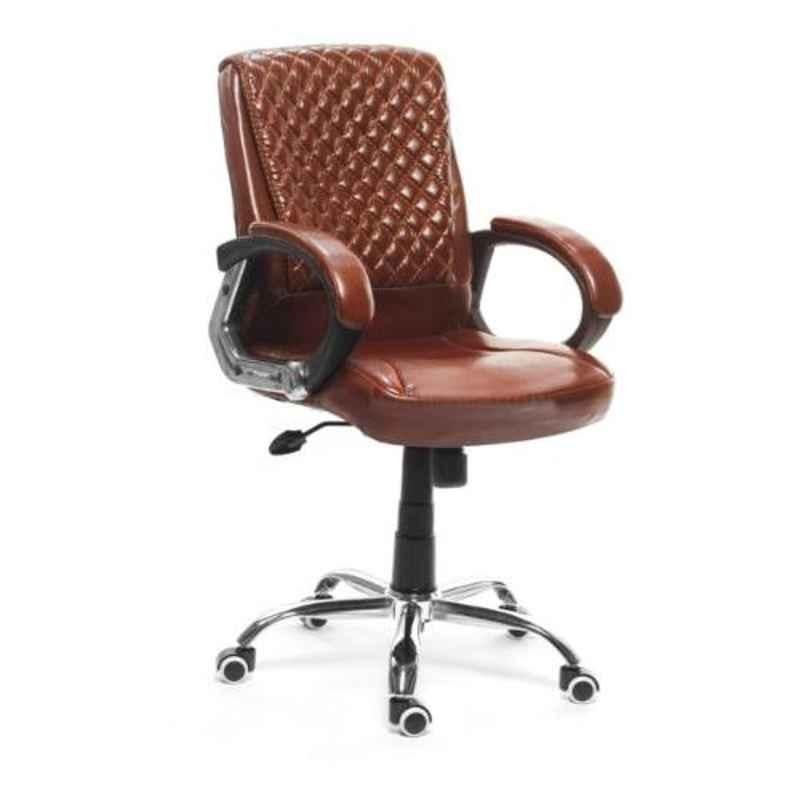 Modern India Leatherate Brown High Back Office Chair, MI222