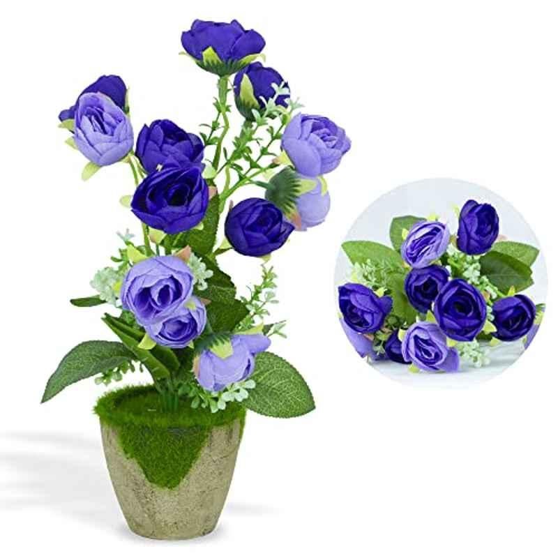 Rubik 30cm Polyethylene Dark Blue Artificial Flowers Potted Plant, RBSPFP30
