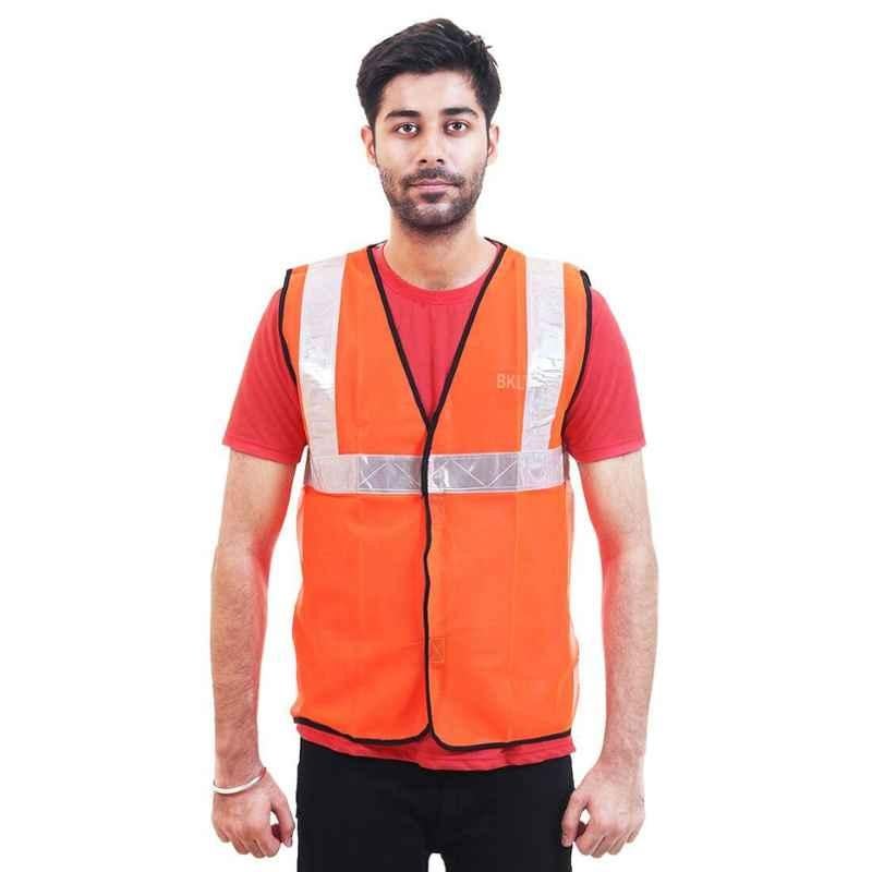 Safies 2 Inch Orange Imported Fabric Reflective Type Safety Jacket (Pack of 50)