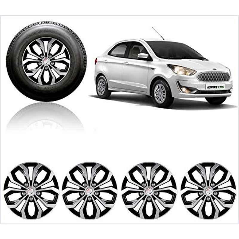 Auto Pearl 4 Pcs 14 inch ABS Black & Silver Car Wheel Cover Set for Ford Figo Aspire 2019