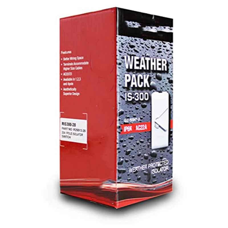 Rexton IS300 20A 3 Pole IP66 Polycarbonate Grey Weatherproof Isolator, R25533-20