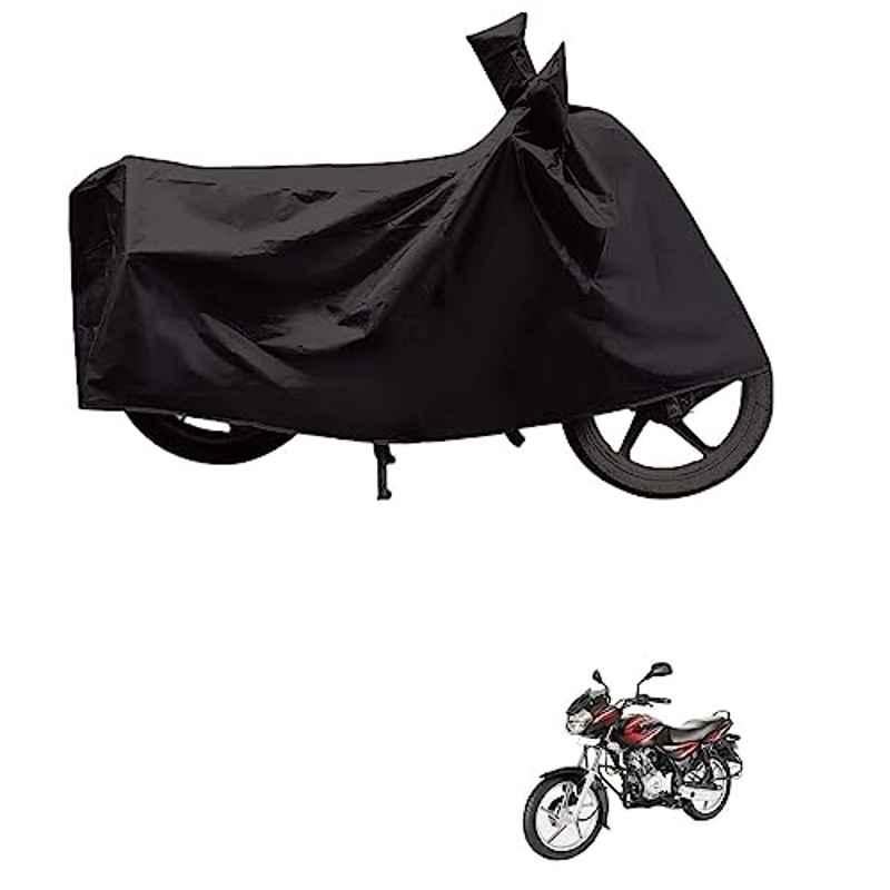 Kozdiko Polyester Black Dust & Waterproof Bike Body Cover with Mirror Pockets for Bajaj Discover 125