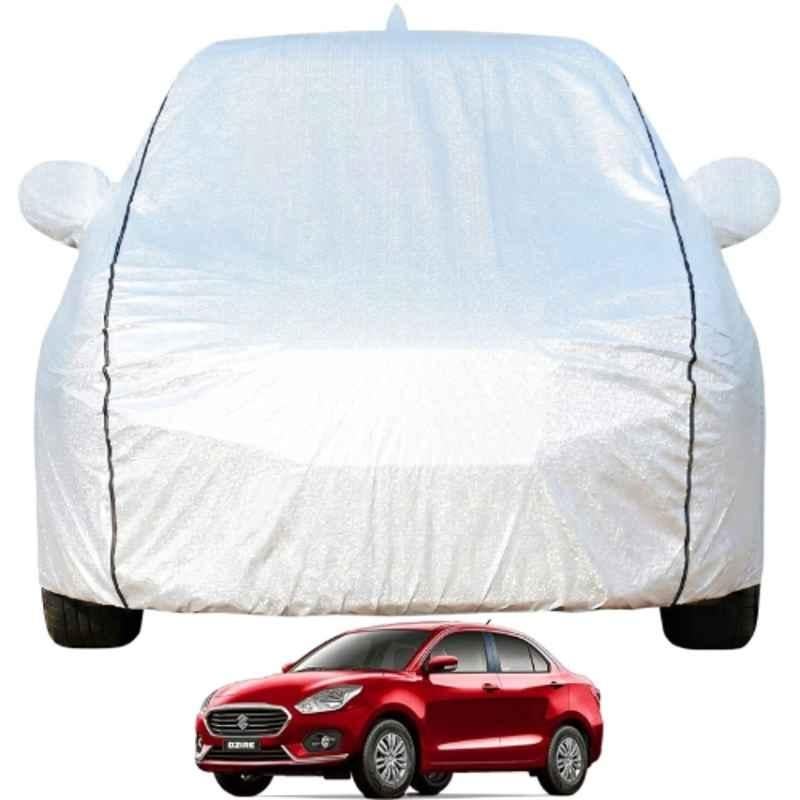 Allextreme Polyester Silver Car Cover with Mirror Pocket for Maruti Swift Dzire 2011 & 2026 Models, PV-MSD01