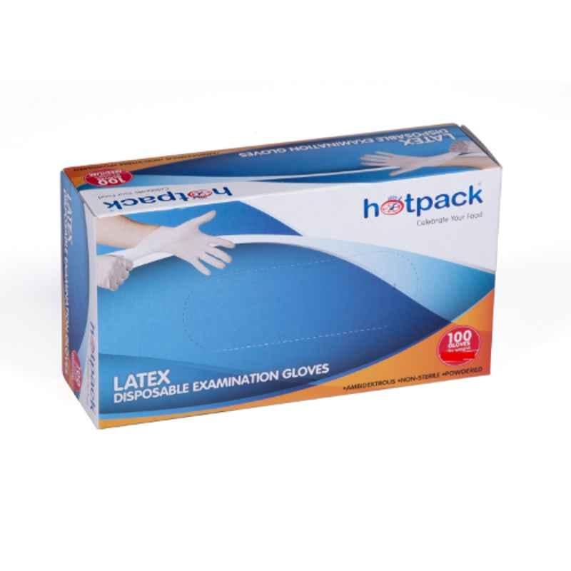 Hotpack 100Pcs Latex Gloves Set, LGL, Size: L