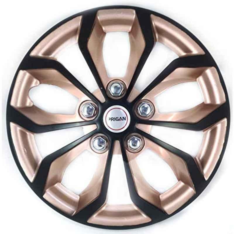 Prigan 4 Pcs 13 inch Black & Copper Press Fitting Wheel Cover Set for Renault Kwid