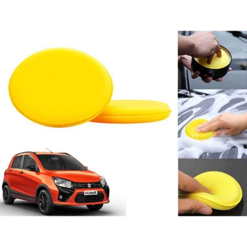 Auto Pearl Polyurethane Beige Washing & Waxing Polish Foam Sponge for CelerioX 2018 (Pack of 2)