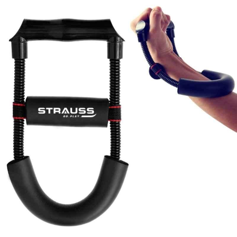 Strauss 145x26cm Stainless Steel Black Adjustable Wrist & Forearm Strengthener, ST-1500