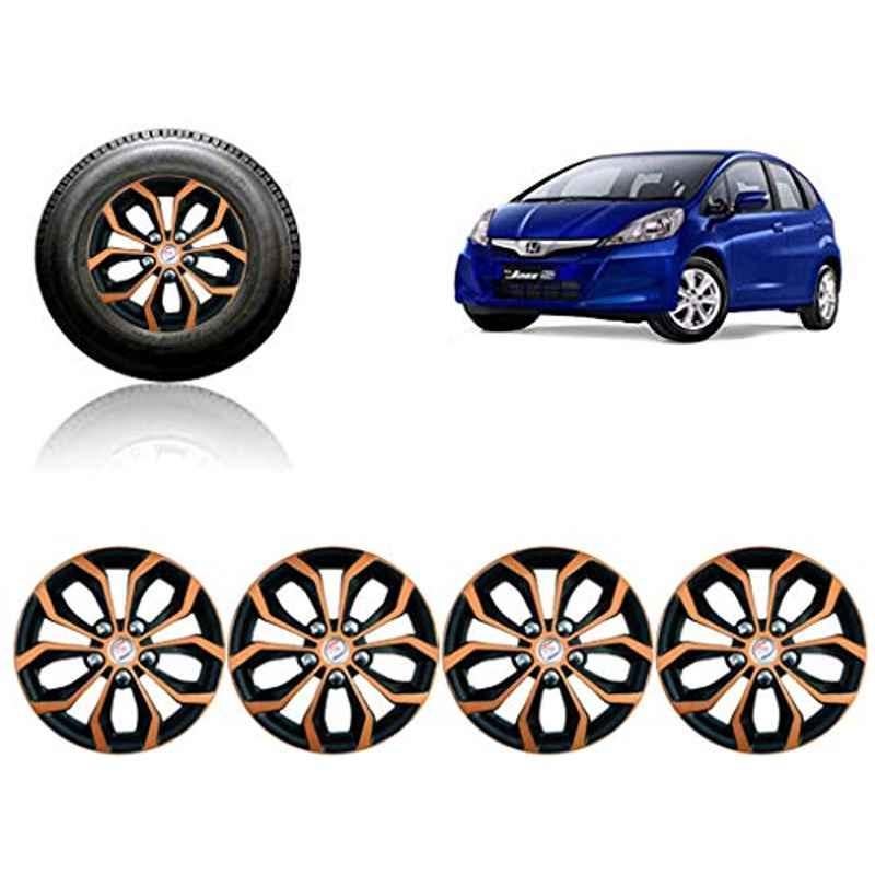 Auto Pearl 4 Pcs 15 inch Black & Copper Press Fitting Wheel Cover Set for Honda Jazz