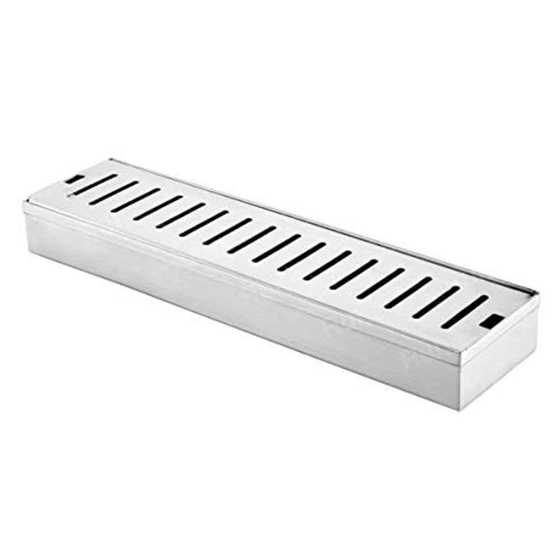 Ruhe 18x3 inch 304 Grade Stainless Steel Shower Drain Channel Vertical Without Collar, 16-0112-02