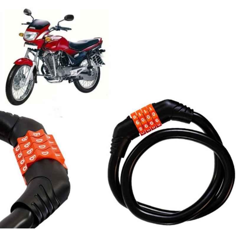 Auto Pearl Black & Orange 4 Digit Anti-Theft Combination Number Lock for Ambition