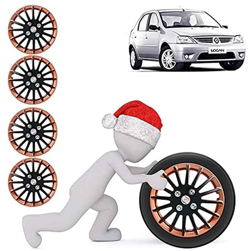 Auto Pearl 4 Pcs 14 inch Copper & Black Press Fitting Wheel Cover Set for Mahindra Logan