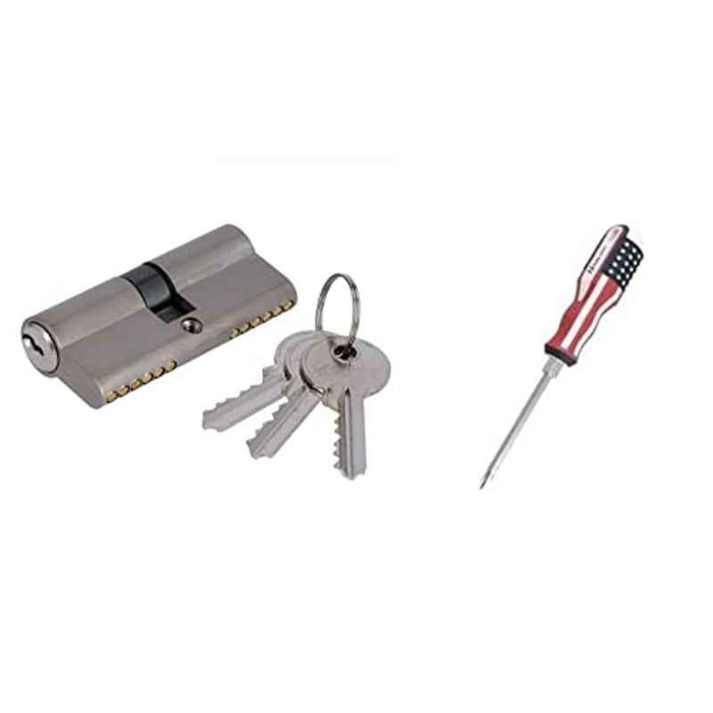 Abbasali 70mm Stainless Steel Door Cylinder with 3 Key & Screwdiver