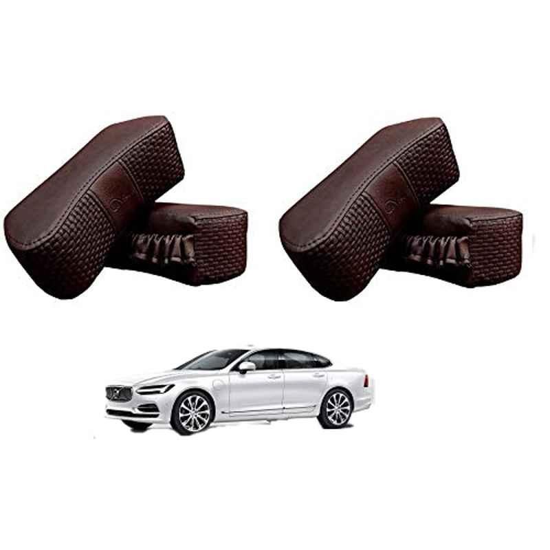 Kozdiko 4 Pcs CV Designer Cola Leatherite Neck Rest Car Cushion Pillow Set for Volvo S90