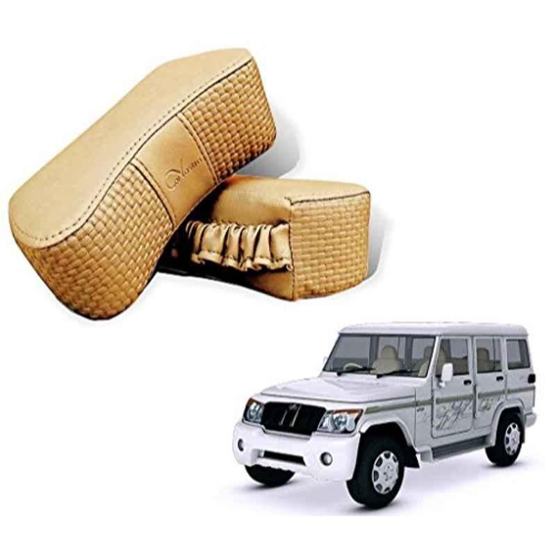 Kozdiko 2 Pcs Memory Foam Beige Neck Rest Cushion Pillow Set for Mahindra Bolero XL, Koz-5185