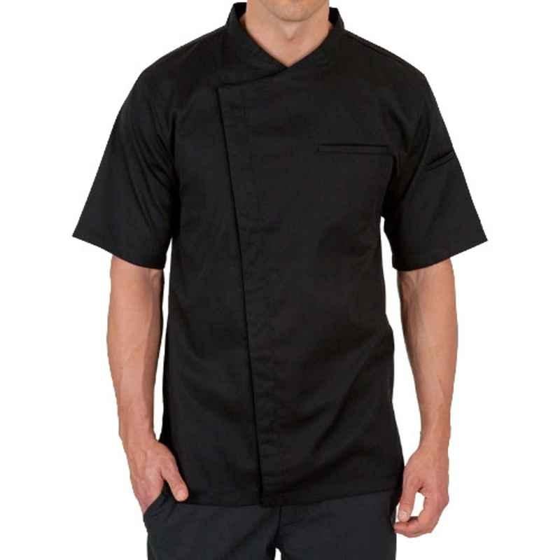 Superb Uniforms Polyester & Cotton Black Short Sleeves Traditional Fit Chef Coat, SUW/B/CC017, Size: XL