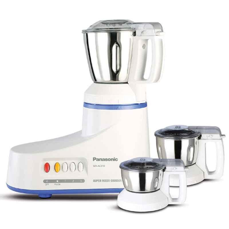 Panasonic 550W White Super Mixer Grinder with 3 Stainless Steel Jars, MX-AC 310