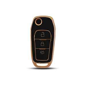 Flymaster Thermoplastic Polyurethane Black TPU Car Key Cover, BLACK-TPURKE-27