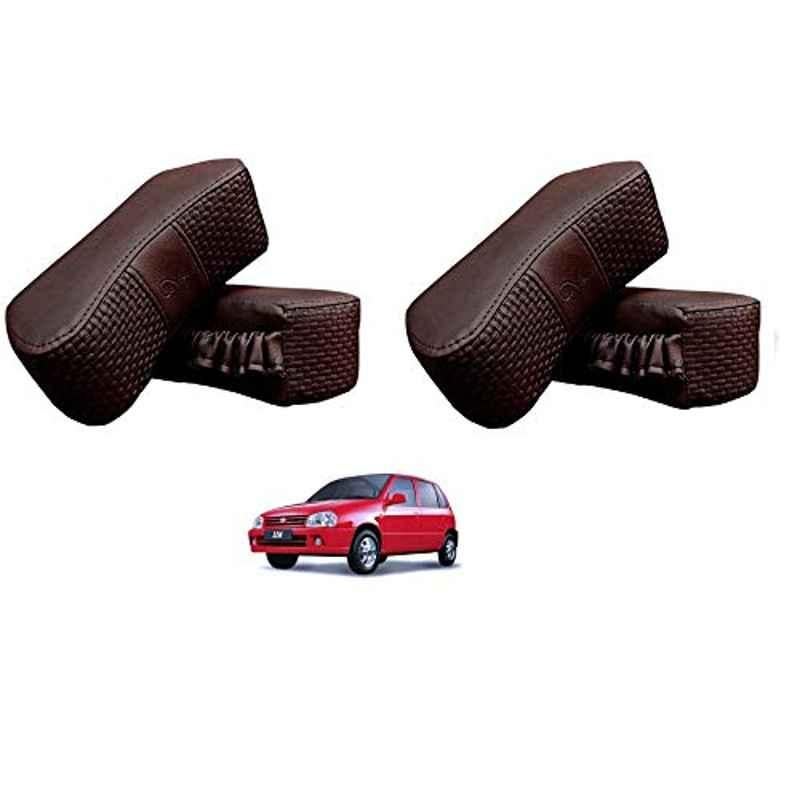 Kozdiko 4 Pcs CV Designer Cola Leatherite Neck Rest Car Cushion Pillow Set for Maruti Suzuki Zen