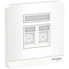Schneider Electric AvatarOn RJ45 Polycarbonate White Wallplate for 2 Keystone, E8332RJS_WE