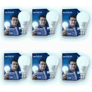Magik Grande 12W 6500K B22 Cool White LED Bulb (Pack of 6), LUGR012CP4171E6