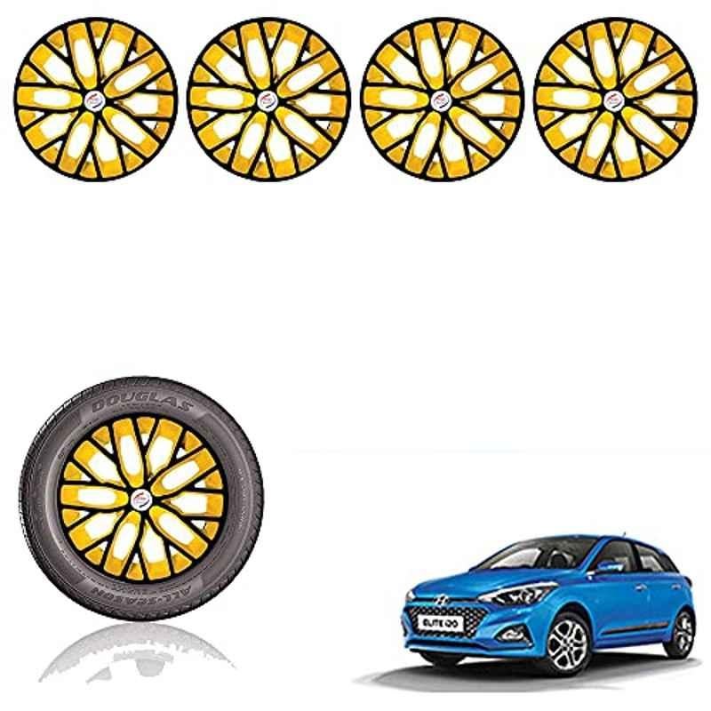 Auto Pearl 14 inch ABS Black & Yellow Press Type Car Hub Cap Wheel Cover for i20 Elite 2018