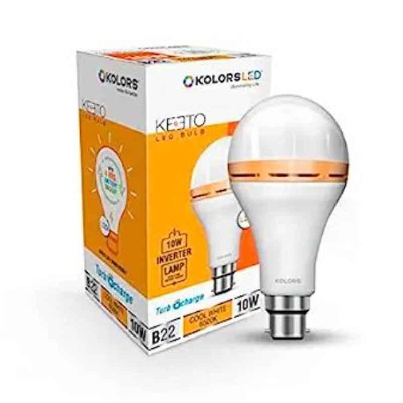 Kolors Keeto 10W Cool White B22 Emergency Inverter LED Bulb, 2204IB10-CW_10 (Pack of 10)