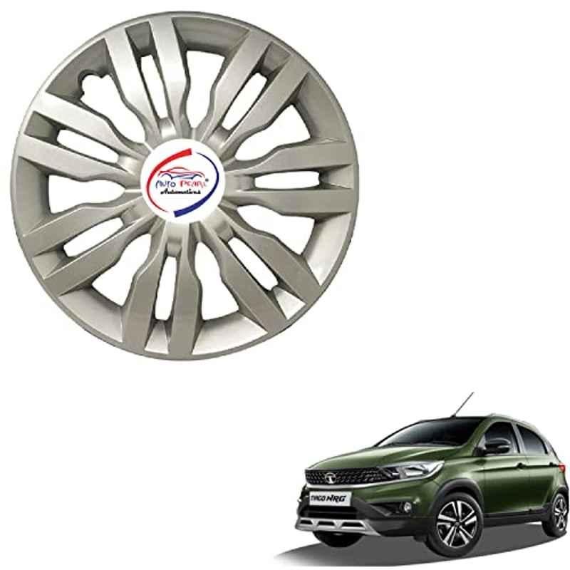 Auto Pearl 4 Pcs 13 inch ABS Silver DZRT4S31 Hubcap Wheel Cover Set with Retention Ring for Tata Tiago NRZ