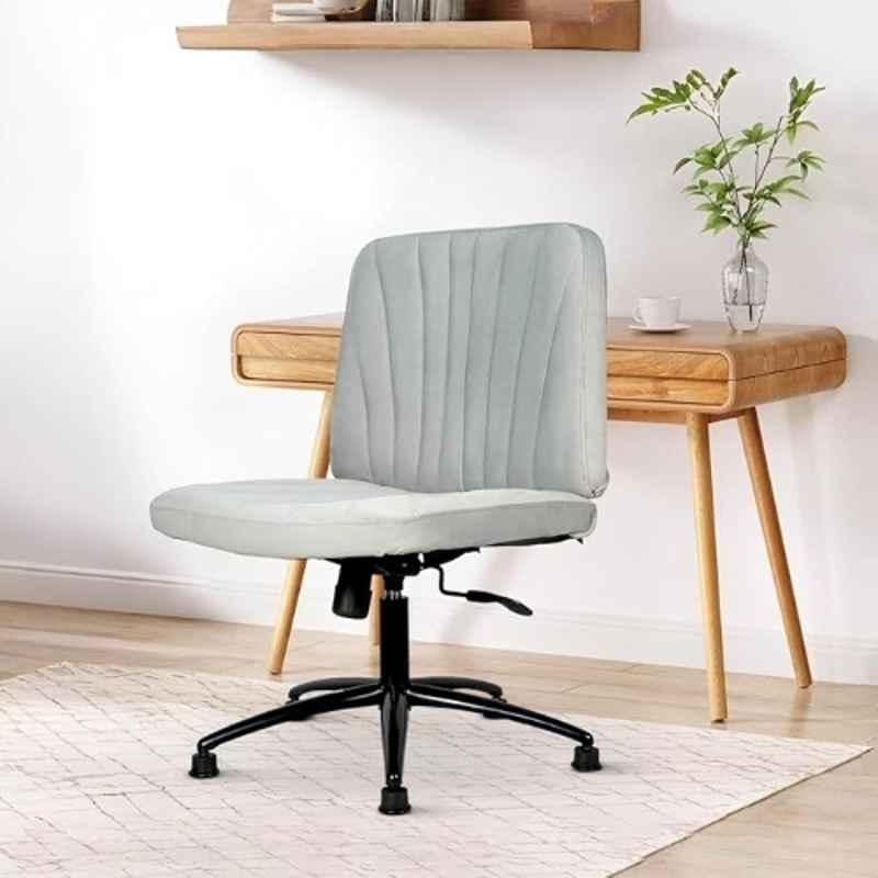 Cellbell Comfy Velvet Medium Back Grey Ergonomic Chair without Wheel, CBHKFOC14457