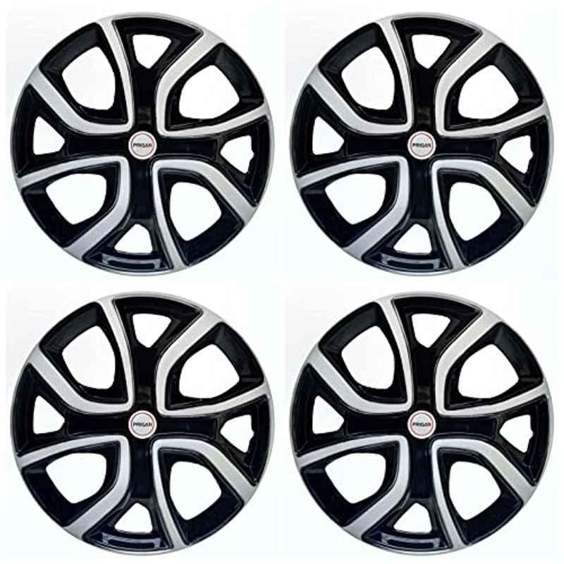 Prigan 4 Pcs 16 inch Polypropylene Black & Silver Wheel Cover Set for Toyota Vision, Altroz Silver Black 16