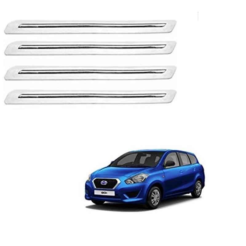 Kozdiko 4 Pcs PVC White Car Bumper Protector Set with Chrome Strip for Datsun Go Plus