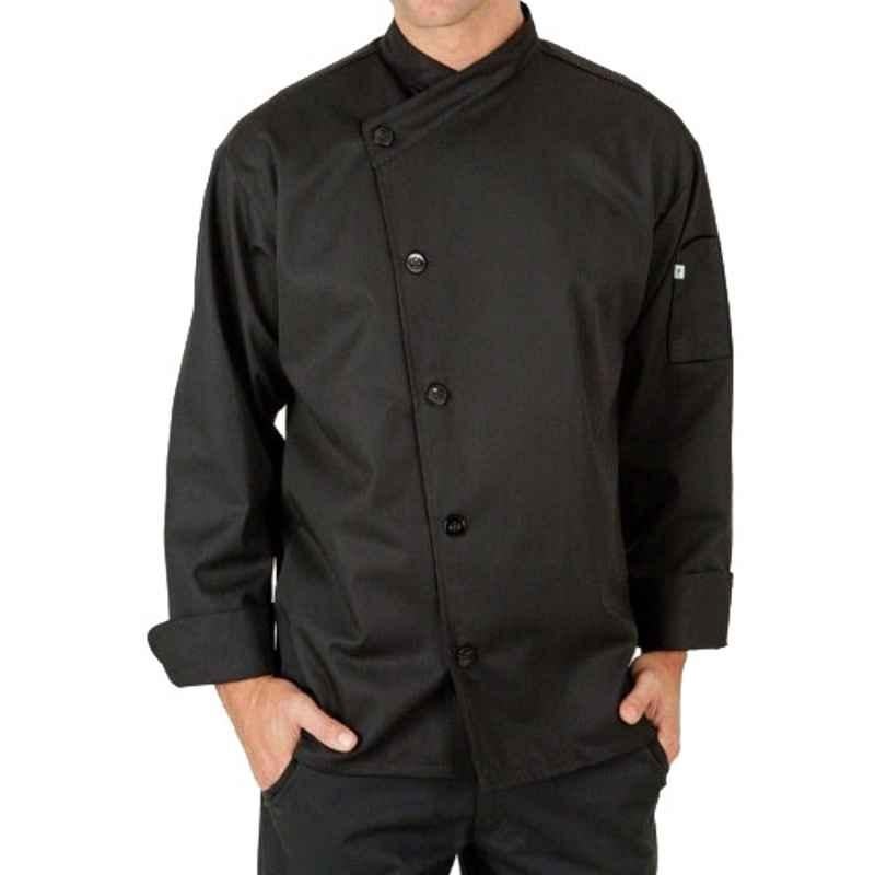 Superb Uniforms Polyester & Cotton Black Long Sleeves Executive Chef Uniform for Men, SUW/B/CC016, Size: M