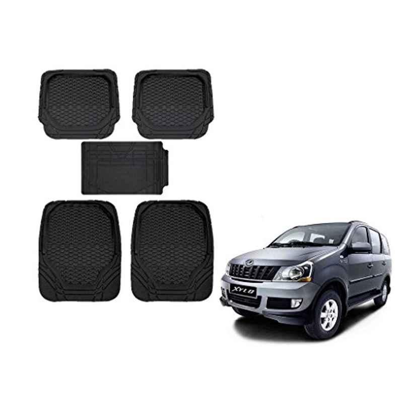 Kozdiko 8855TW 5 Pcs Rubber Black Rubber Car Mat Set for Mahindra Xylo