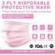 Wellstar 3 Layer Water Resistant Disposable Pink Surgical Face Mask with Elastic Ear Loop & Nose Clip, COURFUL MASK-86 (Pack of 250)