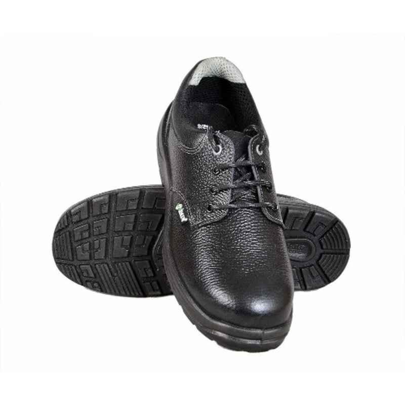 Zain Safety S1-SR Sr-106 Genuine Leather Steel Toe Black Safety Shoes, Size: 11