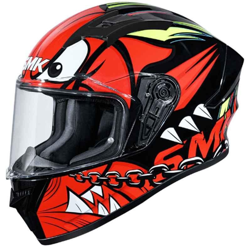 SMK Stellar Monster Multicolour Full Face Motorbike Helmet, GL231, Size: Extra Small