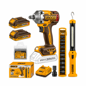 Ingco 20V Brushless Motor Cordless Impact Wrench Kit, COSLI23048