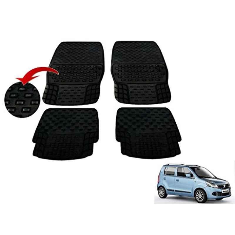 Kozdiko 4 Pcs PVC & Rubber Black Car Floor Mat Set for Maruti Suzuki Wagon R Stingray