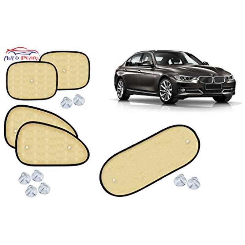 Auto Pearl 5 Pcs PVC & Mesh Beige Window & Rear Sun Shade Set for BMW 3 Series