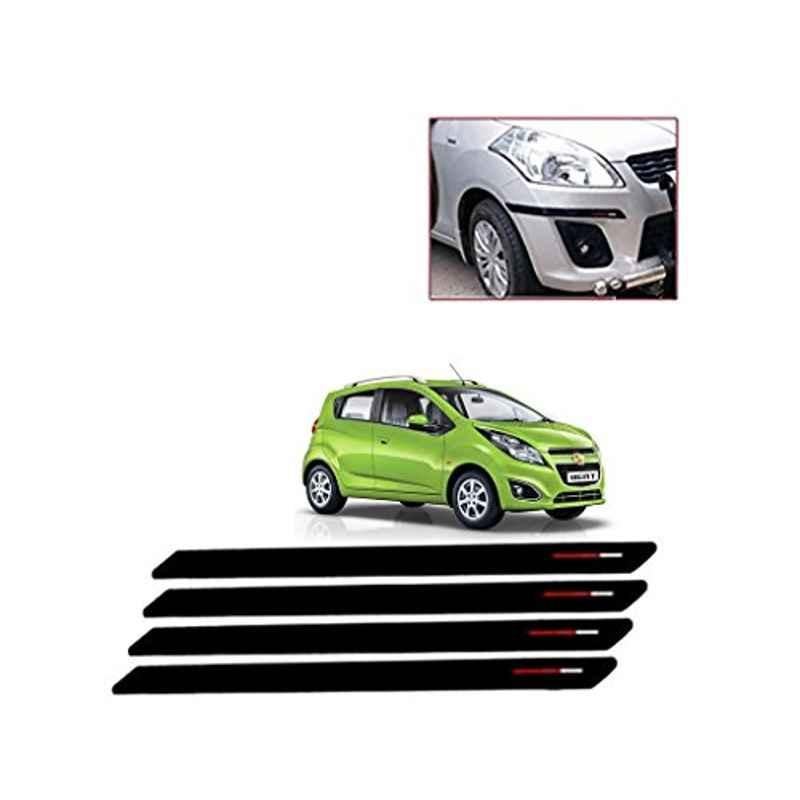 Kozdiko 4 Pcs Black & Red Bumper Protector Set for Chevrolet Beat