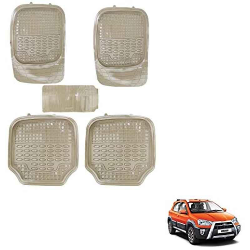Kozdiko 5 Pcs 4G Beige Rubber & PVC Heavy Car Foot Mat Set for Toyota Etios Cross, koz_80873