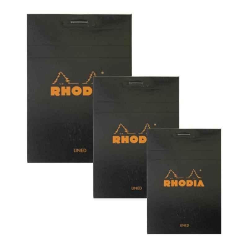 Rhodia No. 11 A7 74x105 mm 80 GSM Black Line Ruled Notepad, 80/pages