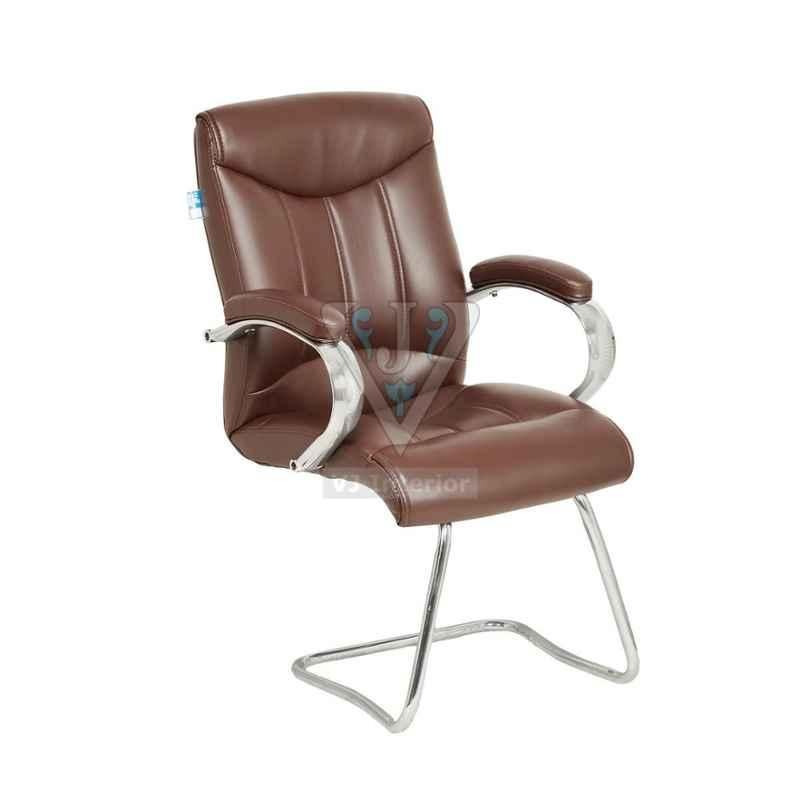 VJ Interior 19x19 inch Brown Bonded Leather Padded Office Visitor Chair, VJ-1657