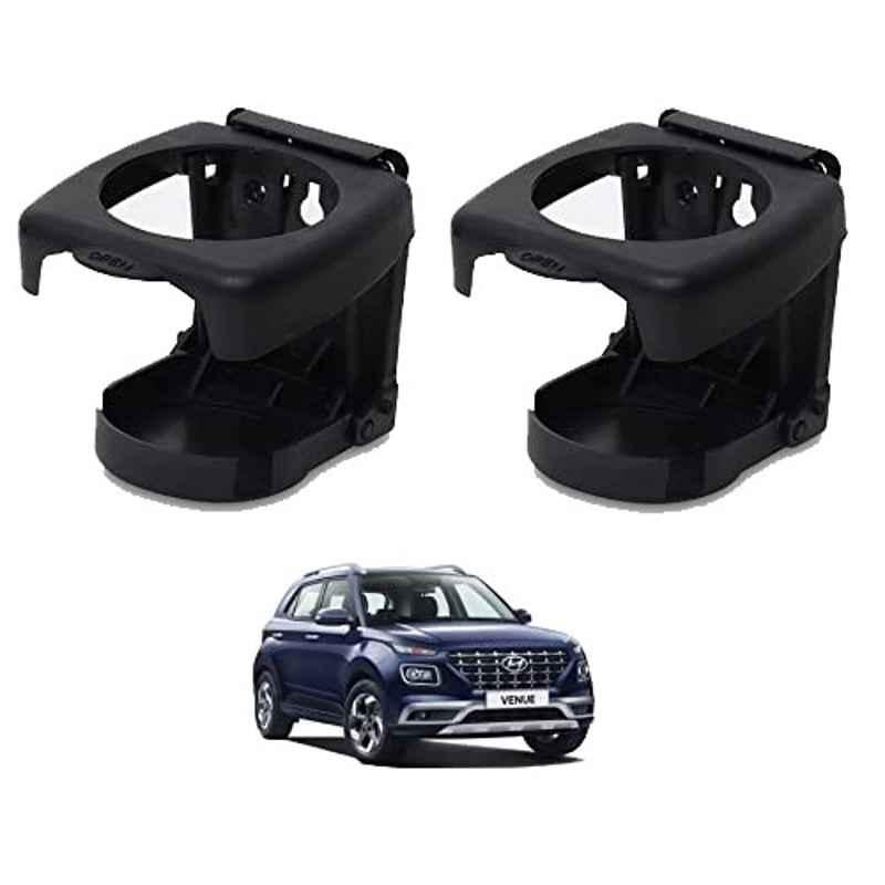 Kozdiko Plastic Black Foldable Car Drink Holder for Hyundai Venue (2019-Present) (Pack of 2)