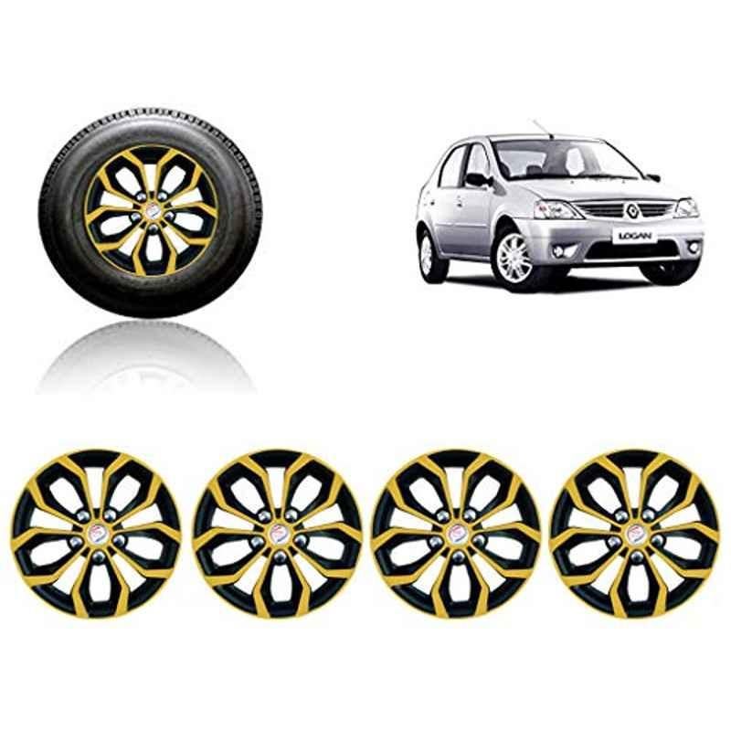 Auto Pearl 4 Pcs 14 inch ABS Golden & Black Car Wheel Cover Set for Renault Logan