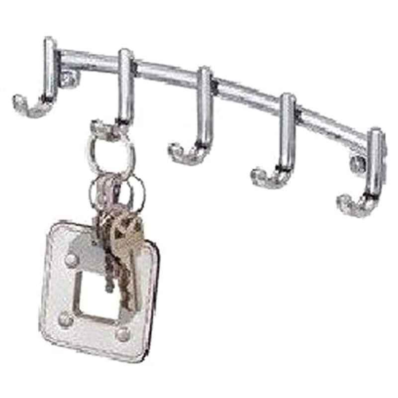 Interdesign 9x3x1.2 inch Metal Silver York Lyra Wall Mount Key Rack, 110771