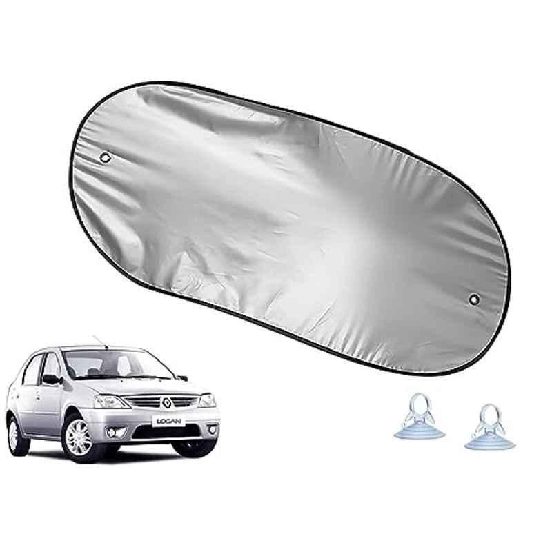 Auto Pearl Polyester Black & Silver Rear Window Sun Shade Curtain with Storage Pouch for Mahindra Renault Logan