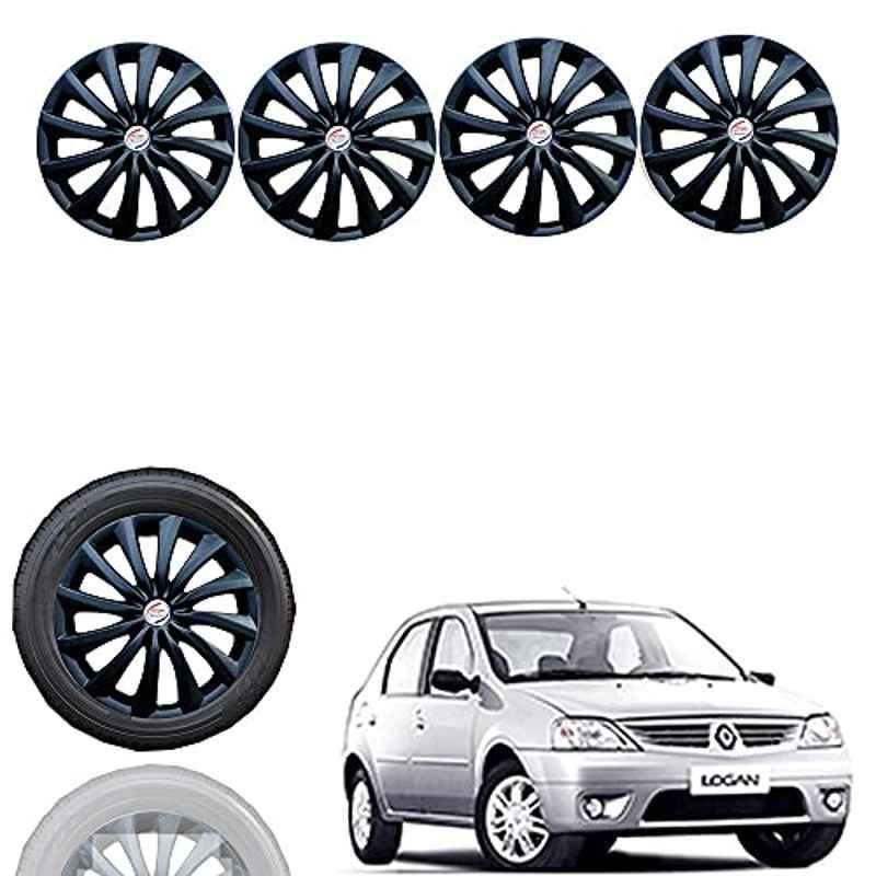 Auto Pearl 4 Pcs 14 inch Black Press Fitting Wheel Cover Set for Mahindra Logan