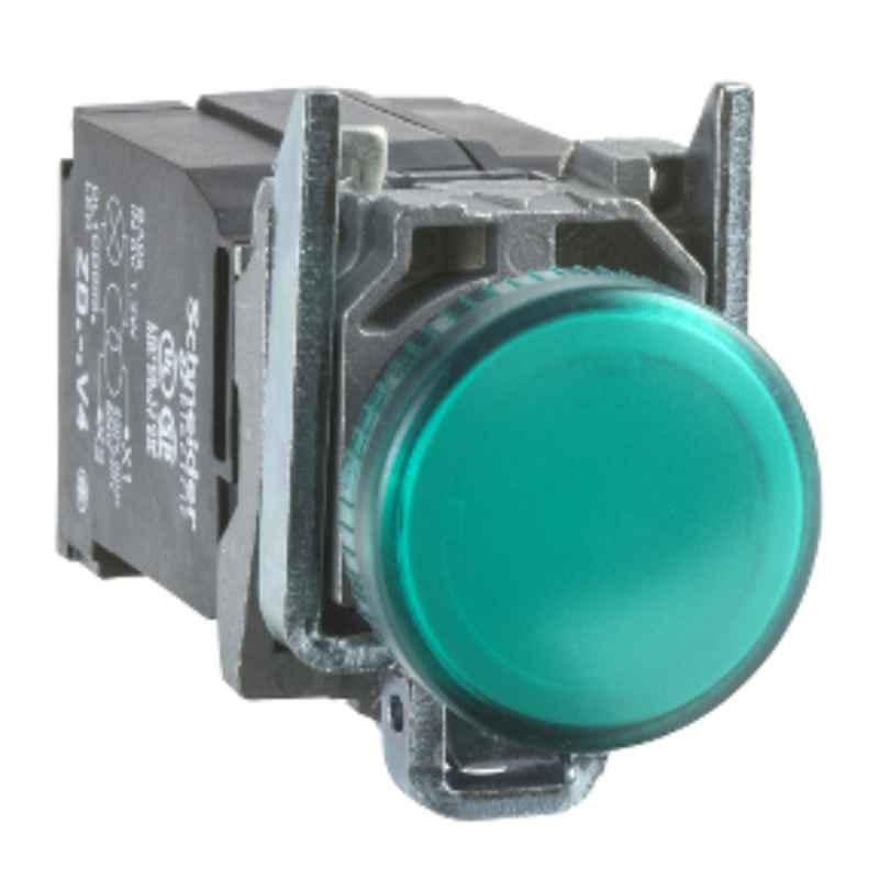 Schneider 110-120 VAC Metal Green Plain Lens with BA9s Bulb Pilot Light, XB4BV33