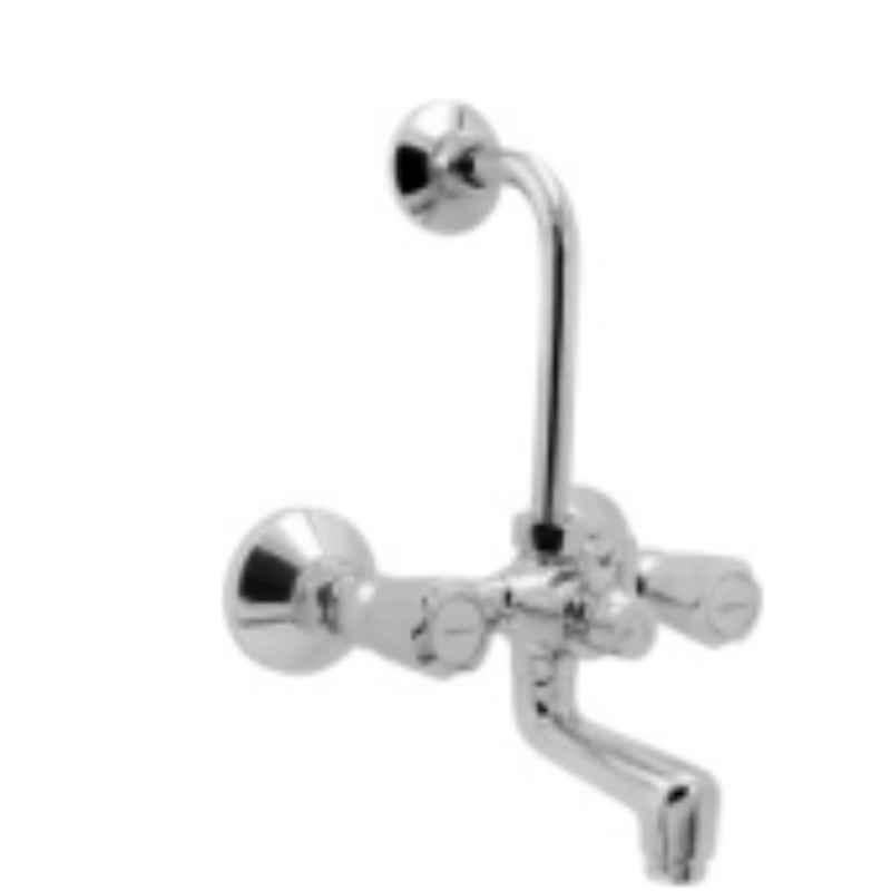 Somany Dhaara Brass Chrome Finish Wall Mixer with 115 mm Long Bend Pipe, 272200120011