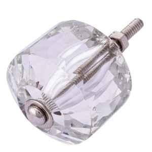 Atom 1.25 Inch Clear Handmade Glass Drummer Cabinet Door knob